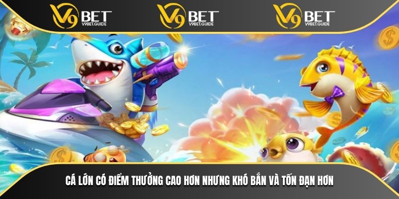 Cá lớn có điểm thưởng cao hơn nhưng khó bắn và tốn đạn hơn